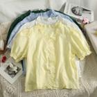 Ruffled V-neck Crop Shirt