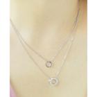 Hoop Pendant Layered Chain Necklace