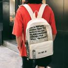 Clear Panel Canvas Lettering Backpack