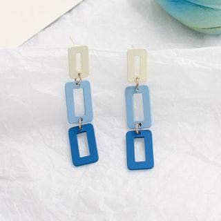 Color Block Drop Ear Stud / Clip-on Earring
