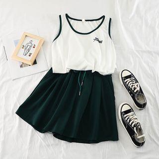 Set: Tank Top + High-waist Wide-leg Shorts