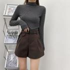 High Waist Plain Wide Leg Shorts