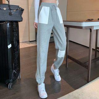 Color-block Sweatpants Gray - One Size