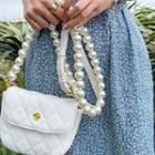 Faux-pearl Quilting Shoulder Bag