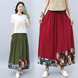 Floral Panel Midi Skirt
