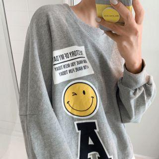 Printed Layered-hem Oversized Sweatshirt