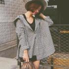 One Button Gingham Hooded Jacket