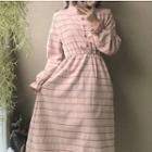 Ruffled Long-sleeve Striped Dress As Shown In Figure - One Size
