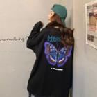 Long Sleeve Butterfly Printed T-shirt