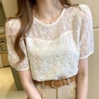 Short-sleeve Lace Printed Blouse
