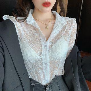 Lace Long-sleeve Slim-fit Blouse