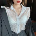 Lace Long-sleeve Slim-fit Blouse