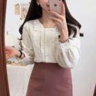 Long-sleeve Ruffled Blouse / A-line Skirt / Set