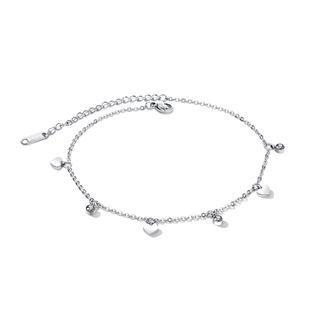 Simple Romantic Heart-shaped Cubic Zirconia Titanium Anklet Silver - One Size