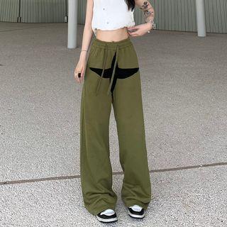 Drawstring Waist Star Print Loose-fit Pants