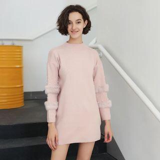 Long Sleeve Studded Knit Sweater Dress