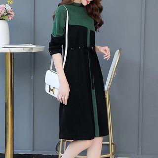 Paneled Midi A-line Sweatshirt Dress