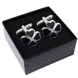 Clover Alloy Cufflinks 1 Pair - Clover Alloy Cufflinks - Silver & Black - One Size