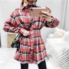Gathered Waist Plaid Shirt