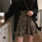 Leopard Print A-line Mini Skirt