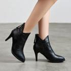 Faux Leather High-heel Pointed Ankle Boots