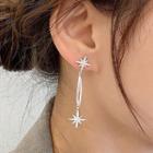 Rhinestone Star Dangle Earring 1 Pair - 925 Silver Needle - One Size