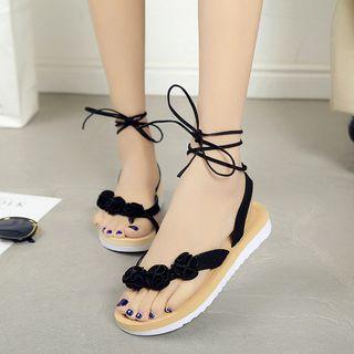 Flower Lace-up Sandals