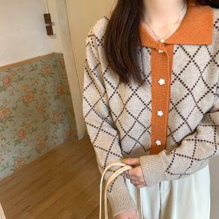 Check Two-tone Cardigan