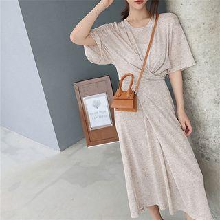 Melange Short Sleeve Wrap Front T-shirt Dress