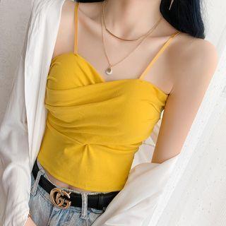 Sleeveless Plain Shirred Top