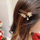 Set Of 2: Floral & Faux Pearl Hair Clip As Shown In Figure - One Size