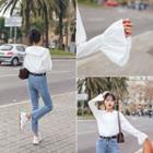 Frilled Sailor-collar Bell-sleeve Blouse One Size