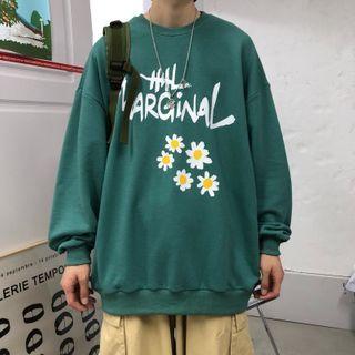 Floral Letter Printed Long-sleeve Sweatshirt