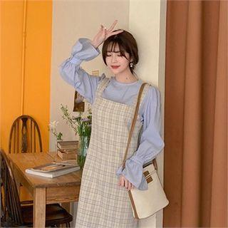 Ruffle-cuff Pastel Color Blouse