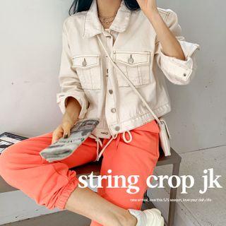 Drawstring-hem Cotton / Denim Jacket