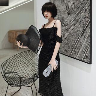 Spaghetti-strap Sequined Cocktail Dress