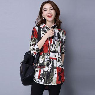 Print Linen Cotton Blouse