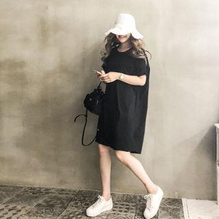 Cap-sleeve Pocket-front T-shirt Dress