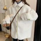 Lapel-collar Medium Long Long-sleeve Wool Jacket
