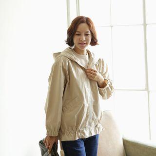 Hooded Drawcord Zip-up Jacket