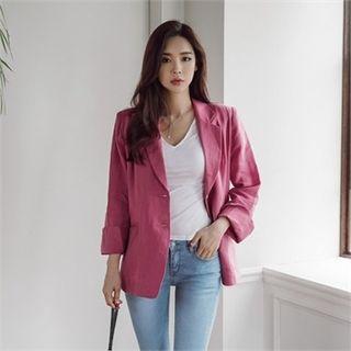 Single-breasted Linen Jacket With Sash