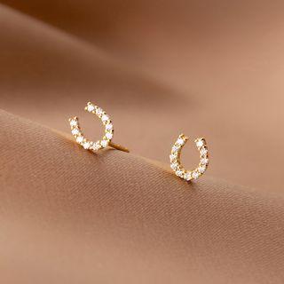 U Shape Rhinestone Sterling Silver Earring