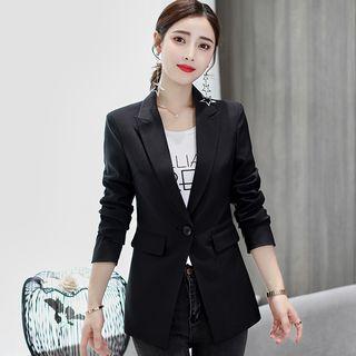 Single-button Slim-fit Long Blazer