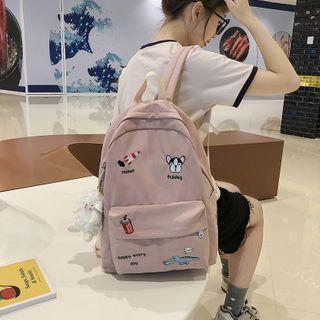 Cartoon Embroidered Nylon Backpack / Bag Charm / Set