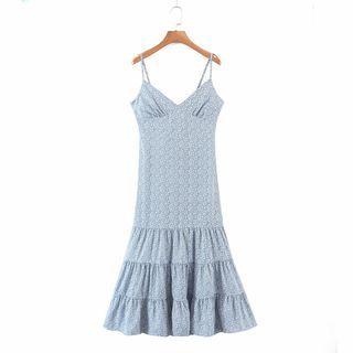 Sleeveless Cut-out Tie-back Floral-print Dress