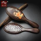 Floral Print Wooden Hair Brush As Shown In Figure - One Size