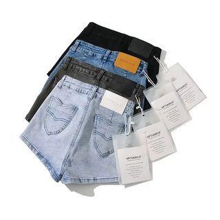 Mid Rise Plain Denim Hot Pants