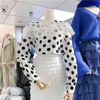 Lace-trim Polka Dot Shirt