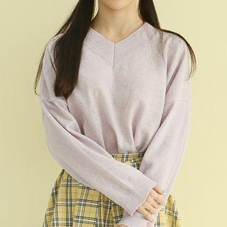 V-neck Oversize Woolen Sweater