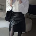 Snakeskin High-waist Mini Skirt